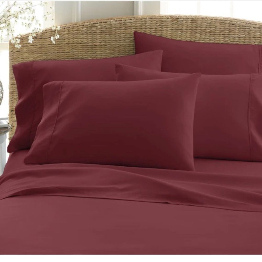 Burgundy New bedding sheets set 6 pc Allergen Free